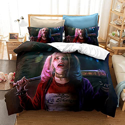 CHAOSE-DEB Bettbezug Einzelbett Bettbezug Set Und Harley Quinn Bettwäsche Anti-Falten Cove (Stil 06,135 x 200 cm)