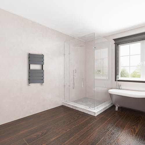 Acezanble Bathroom Towel Rail Radiators Vertical Flat Panel Heated Towel Towel Rack Wall Mounted Ladder 650 x 400mm Anthracite