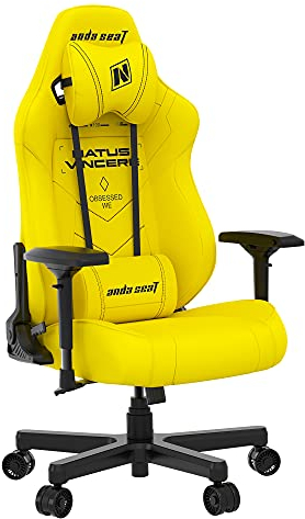 Anda Seat Navi Pro Gaming Stuhl Gelb - Premium Leder Gaming Chair, Ergonomischer Bürostuhl mit Unterstützung der Lendenwirbelsäule und Kissen - Gamer Stuhl für Erwachsene und Jugendliche