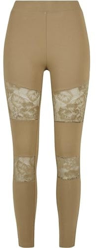 Urban Classics Damen Ladies Laces Inset Leggings Khaki, 3XL