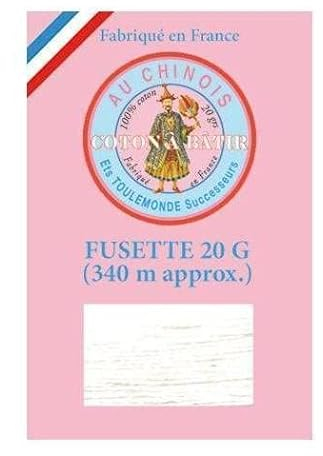 Sajou Fil à bâtir Coton fusette - 340 mètres - Fil Au Chinois Fabriqué en France - Couleur Blanc - Col. 100