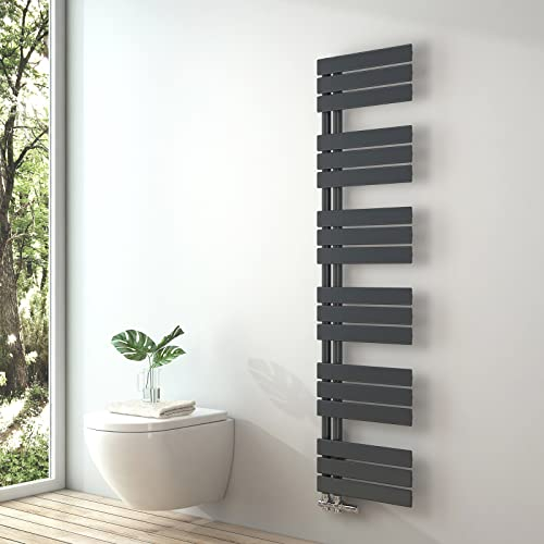 S'AFIELINA Radiatore Design per Bagno, radiatore scaldasalviette, Grigio Antracite, Pannello Piatto, Attacco Laterale, 1599x400mm, radiatore per Bagno, asciugatore per Asciugamani, 718 Watt