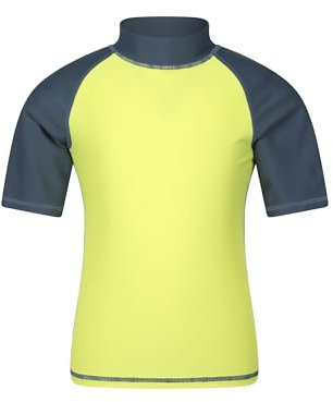 Mountain Warehouse Short Sleeves Kids Rash Vest - UPF50+ Sun Protection Rash Guard, Fast Dry, Flat Seams Childrens Top - for Spring Summer, Swimming Alloy Grey (Plain) Kids Size 11-12 Years