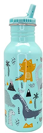 NERTHUS FIH 1156 Botellín de agua infantil con tapón pajita a prueba de fugas 500 ml, Botella de agua para niños