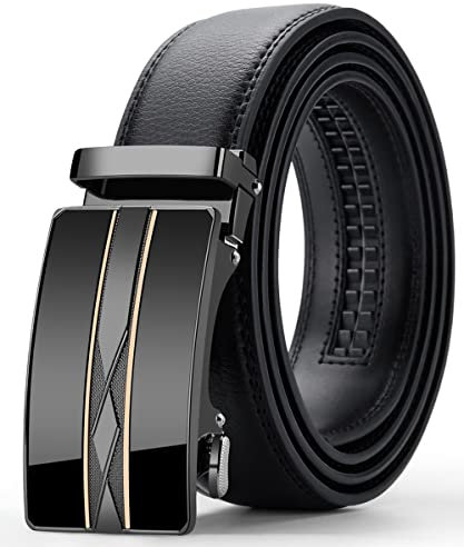 Oyifan Gürtel Herren, Schwarz Ledergürtel Herren automatik Ratsche Gürtel mit schnellverschluss schnalle, anzuggürtel ohne löcher, 35mm Breit, Größe Angepasst