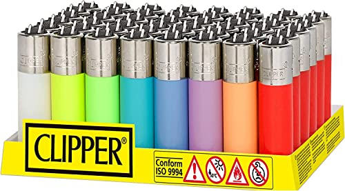 Pack de 48 Mecheros Clipper Recargables de Colores - Diseño Clásico Variado (Multicolor)