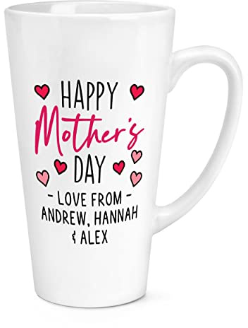 Personalised Happy Mother's Day Script Love from Name 17oz Large Latte Mug Cup