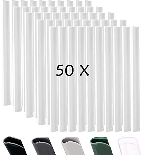 OIOYLEY 50 Stück Befestigungsclips Klemmschienen für PVC Sichtschutzfolie, Sichtschutzstreifen Befestigungsclips, Klemmstreifen zur Befestigung für Garten, Zaun (50 Stück, Transparent)