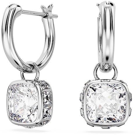 Swarovski Chroma Drop-Ohrhänger, Weiße und Rhodinierte Damenohrringe mit Strahlenden Swarovski Kristallen
