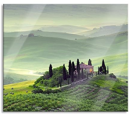Wunderschöne Toskana Landschaft Herdabdeckplatte & Spritzschutz aus Echtglas | Für Herd-Kochfelder | 60x52 cm