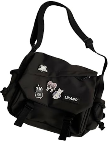 Loizziuy Y2k Umhängetasche Rucksack Kawaii Große Kapazität Ästhetischer Rucksack Niedlich Lässig Reise Mochilas Daypacks, 1015 Schwarz, Daypack Rucksäcke