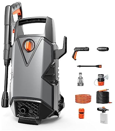 AVLUZ Electric Pressure Washer,1400W High Pressure Washer,100Bar/1450PSI High Power Washer, 8L/Min Flow Rate Hose,for Car Driveway Garden Car Washer Jets