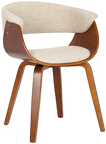 CLP Chaise de Salle à Manger Bruce en Tissu, Structure Bois, Noir élégant, Cuisine ou Salle à Manger | Charge Max. 150 kg, Couleur:crème, Couleur du Cadre:Noyer