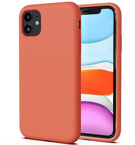 TAXXOE Silicone Case with iPhone 11 Case Soft Ultra Slim Protective Shockproof Liquid Silicone Phone Case,Anti-Scratch Microfiber Lining，6.1 inch-Apricot