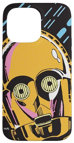 Star Wars C-3PO Protocol Droid Comic Illustration Black Case for iPhone 14 Pro Max