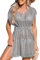 CUPSHE Women's Crochet Swim Cover Up Mini Dress Swimwear Knit Short Sleeve Beach Pullover Cover ups Grey M
