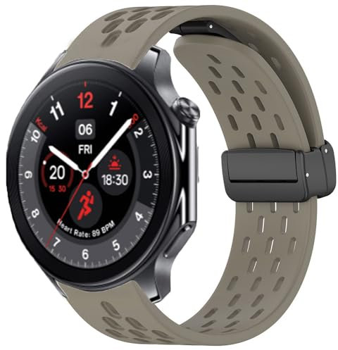 Blueshaweu Armband Kompatibel Für OnePlus Watch 2, Magnetisch Einstellbar Sport Silikon Ersatz Uhrenarmband Für OnePlus Watch 2 (Steingrau)