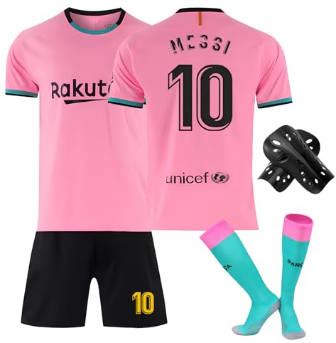 Pardofelis Ensemble maillot de football pour enfant, maillot de football pour enfants, maillots de football en jersey, t-shirt de football, shorts, chaussettes et protège-tibias pour garçon, Rose,