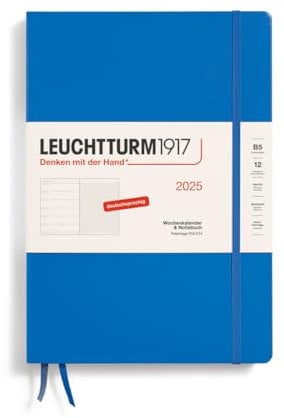 LEUCHTTURM1917 370482 Wochenkalender & Notizbuch Composition (B5) 2025, Sky, Deutsch