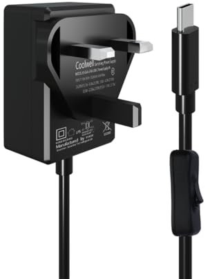 Coolwell For Raspberry Pi 5 Power Supply 27W USB-C PD Power Supply Output 5.1V/5A, 9V/3A, 12V/2.25A, 15V/1.8A ETL Listed-GaN PD 5A 27W with Switch ON/OFF