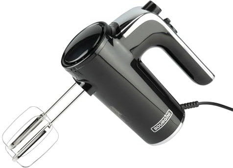 Bourgini Retro Handmixer - 5 Geschwindigkeiten und Turbofunktion - RVS Knethaken und Schneebesen - Schwarz