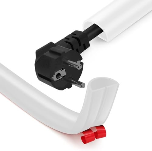 Flexibler Kabelkanal Selbstklebend - 3 Metre x 15mm x 10mm PVC Kabelschutz Boden für 1 Kabel, für Haus, Büro, Schule, Lager (Weiß)