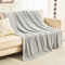 EMME Gewebte Baumwolle Muslin Decke Sofadecke tagesdecke, Fleece Flauschig Kuscheldecke für Couch Weich Leichte Atmungsaktive Decke Überwurfdecke,130 x 150cm,Grau