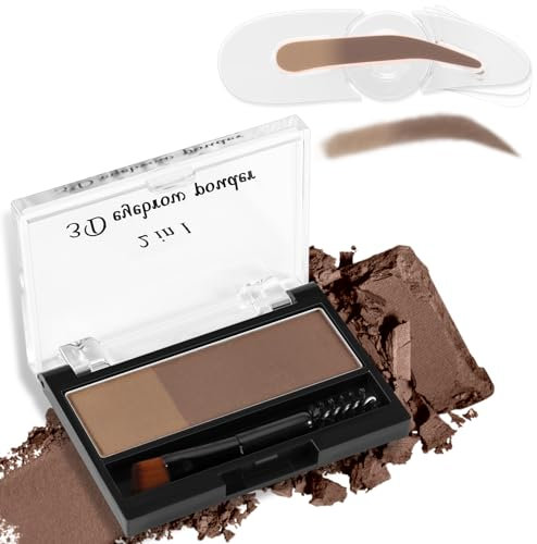 Boobeen Zweifarbiger Augenbrauenpuder mit Augenbrauensiegelstempel, Wasserfestes Natur Augenbrauen-Makeup, Augenbrauendefinierpuder Augenbrauenfüller zum Formen perfekter Brauen