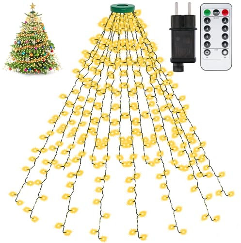 Christbaumbeleuchtung - 400LEDs 2m 16 Stränge Warmweiß LED Lichterkette Weihnachtsbaum Wasserdicht Christbaumbeleuchtung