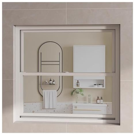 pujindu Ventanas correderas verticales, ventanas de repuesto de ventilación de montaje empotrado de aluminio, ventana de elevación para el hogar para restaurante (90 x 100 cm)