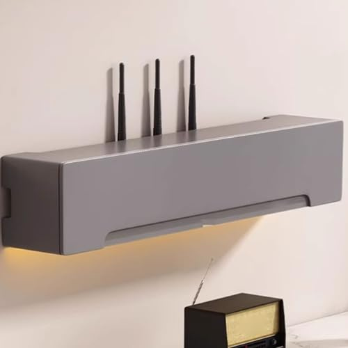 Serenitison Multimedia Set Top Box,WiFi Boîte De Rangement Mural Socket Blindage Box,Boîte de Rangement du Routeur,Meuble Box Internet,Boîte de Rangement,Boite WiFi,TV Décoration Murale Étagère