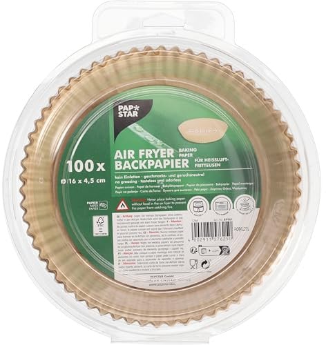 PAPSTAR, 100 papeles de horno de 16 cm de diámetro · 4,5 cm marrón para freidoras de aire caliente