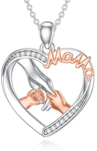 Mutter und Tochter Kette 925 Sterling Silber Mama Halskette Mom und Kind Liebe Herz Anhänger Anhänger Halskette Schmuck Geschenke für Mama