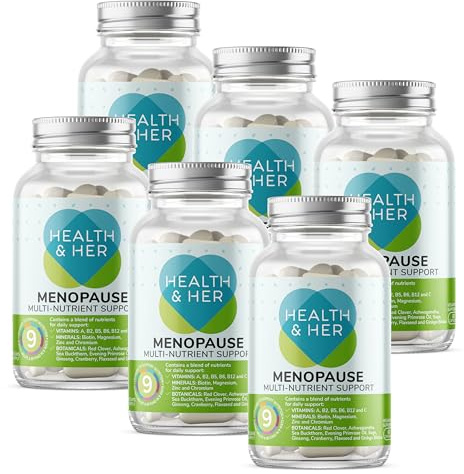 Health & Her Menopause Supplements for Women - Multi-Nutrient Wellbeing Support - 6 Month Supply, 360 Capsules - Vegan