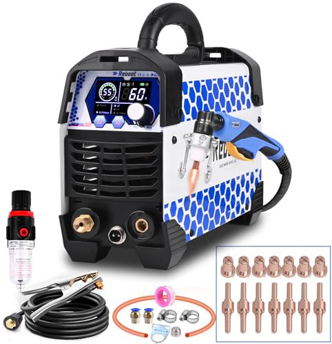 Reboot Taglierina al plasma 60A Touch Arc Inverter IGBT 240V digitale taglio al plasma, guida a rulli PT-31 con ruote doppie Easy Cut potente, aggiornamento RBC6000 PRO