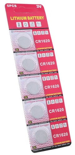 Lot de 5 piles bouton CR1620 au lithium 3 V pour jouet, calculatrice et télécommandes