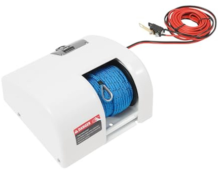 Qussse Guindeau d'ancrage électrique 12 V pour bateau avec télécommande marine eau salée 30 m de corde pour ancre jusqu'à 25 kg, étanche IP65