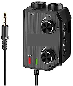 Komplettes Podcast-Kit, 2-Kanal-Mikrofon-Audiomixer-Vorverstärker mit Phantomspeisung, Gitarren-Audio-Interface-Mikrofon for Kamera