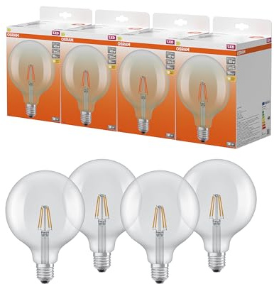 Osram LED-Lampe Star Globe 125 40 Filament 3,4W Klar E27 | LED Star Globe 125 40 Filament, LED Lamps, klar, 125 mm dia, 15000 h, 4-Pack