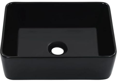Lavabo in ceramica 40 x 30 x 13 cm, colore nero, lavello di alta qualità per bagno e cucina, durevole e facile da pulire, ideale per piccoli spazi e strutture moderne