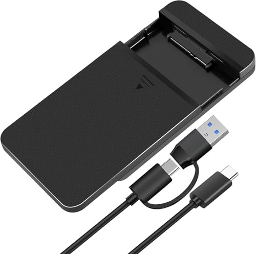 Festplattengehäuse 2,5 Zoll, USB C 3.2 Gen 2 auf SATA III bis 6Gbps, SSD HDD Festplatten Gehäuse Extern, SSD Enclosure, UASP Trim S.M.A.R.T Sleep Mode Höhe 9.5mm/7mm für PC Mac Laptop PS5 Plug & Play