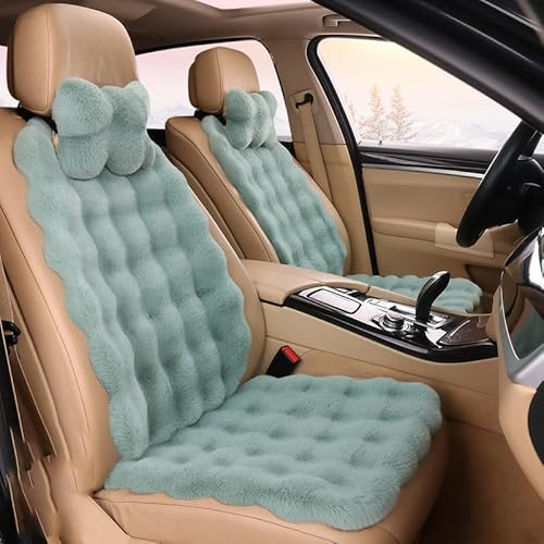 Xiyocadt Auto Sitzauflage, Autositzbezüge, Schonbezug Autositz, Weiches Flauschiges, Sitzbezüge & Sitzauflagen, Winter Universal Kunstpelz Auto Sitzkissen Full Set (6 Stück,Grün)