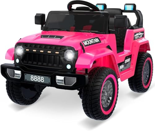 Macchina Elettrica per Bambini 3-8 Anni 12V, Telecomando Genitori, Doppio Motore 2x35W, Auto Elettrica per Bambini, Musica Wireless, Sospensione, LED, Cintura di Sicurezza, Colore Rosa