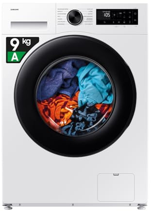 Samsung Lavatrice Slim Crystal Clean F-WM905G34AE3M Libera installazione, 9 Kg, Wifi, Ecobubble, Vapore, Carica Frontale, 3 Mesi Garanzia Extra, 60l x 85h x 48p cm