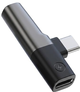tsejitxin Adaptador Jack a USB C 2 en 1, Convertidor Audio 3,5 mm + Carga