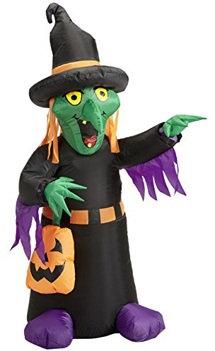W WIDMANN MILANO Party Fashion 75035 - Aufblasbare, leuchtende Hexe mit integriertem Gebläse, 122 cm, Dekoration, Halloween