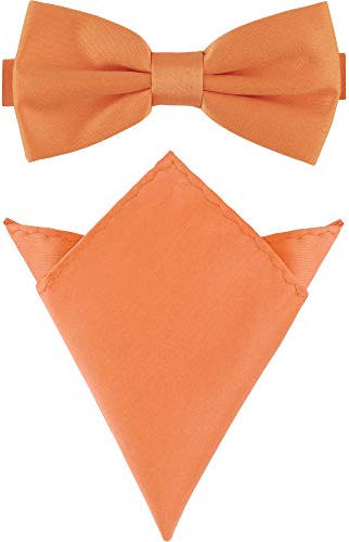 Ladeheid Herren Schmale Fliege & Einstecktuch Set M/P (12cm x 6cm, 22cm x 22cm, Pfirsich)