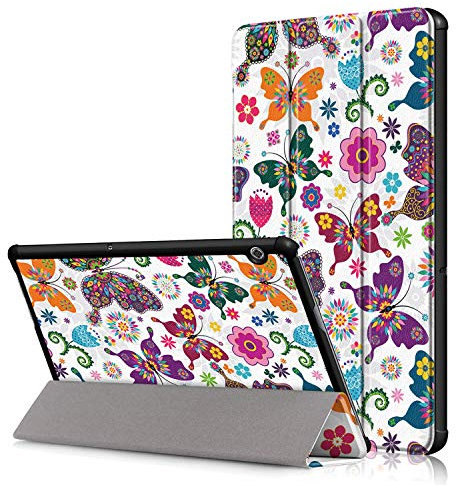 FanTing Huawei MediaPad T5 10 Cover, Ultrasottile Custodia in Pelle PU, con Stand per Huawei MediaPad T5 10 -Farfalla