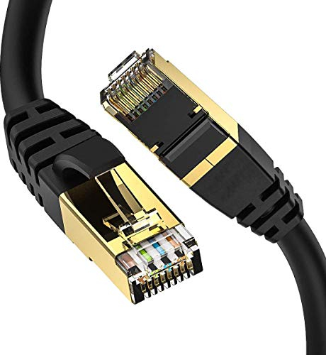 Cat 8 Ethernet-Kabel, Outdoor & Indoor, 3M Heavy Duty High Speed 26 AWG Cat 8 LAN Netzwerkkabel 40 Gbps, 2000 Mhz mit vergoldetem RJ45 Stecker, wetterfest S/FTP UV-beständig für Router