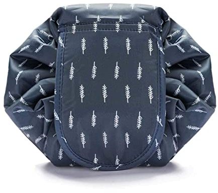 Kosmetiktasche, Kosmetikbeutel Quick Make-Up Beutel Schmink-Tasche Kulturtasche mit Kordelzug Navy Federn